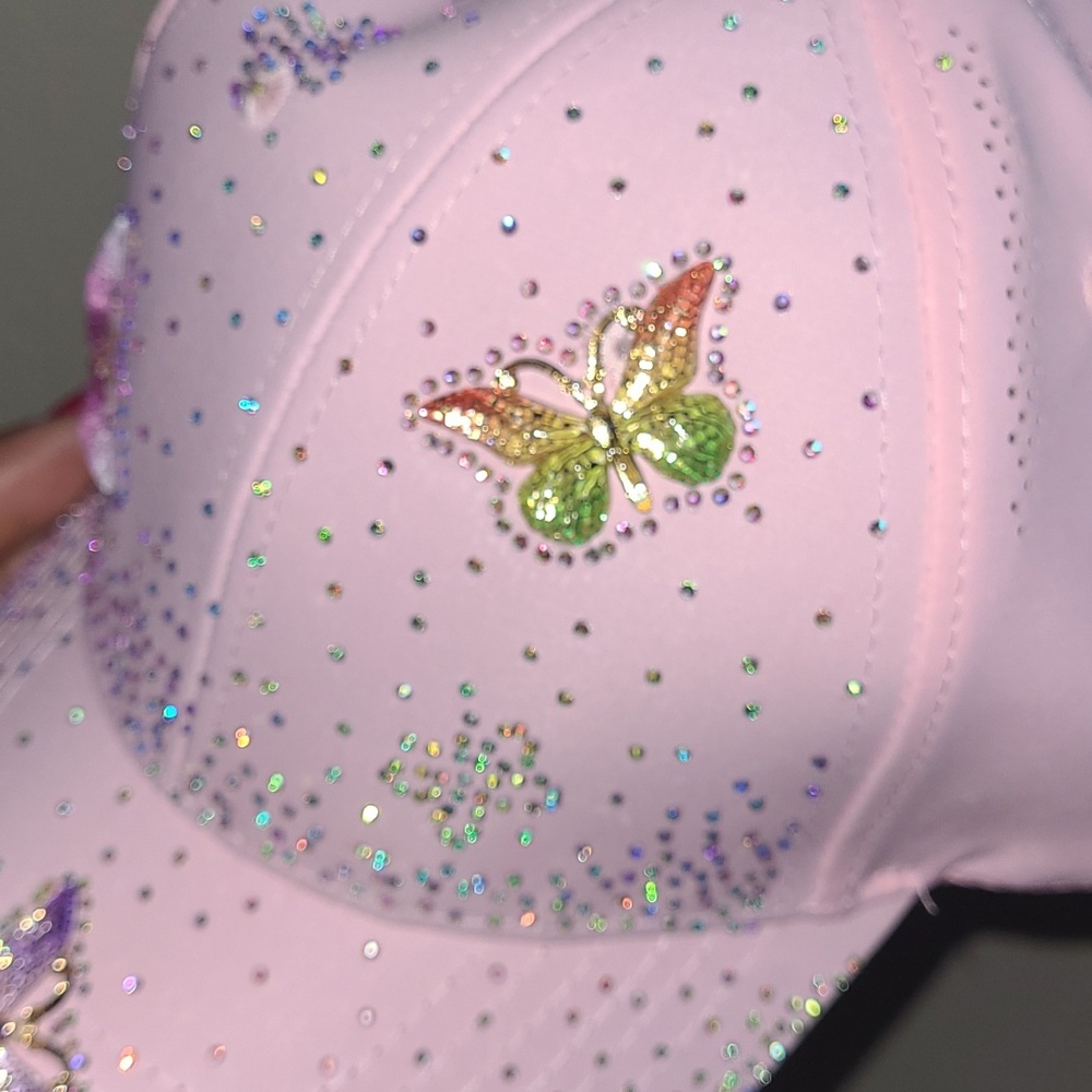 Pink Rhinestone Butterfly Cap - Picture 4 of 10